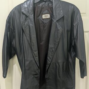 Toff's Ladies Black Leather Jacket Size XS